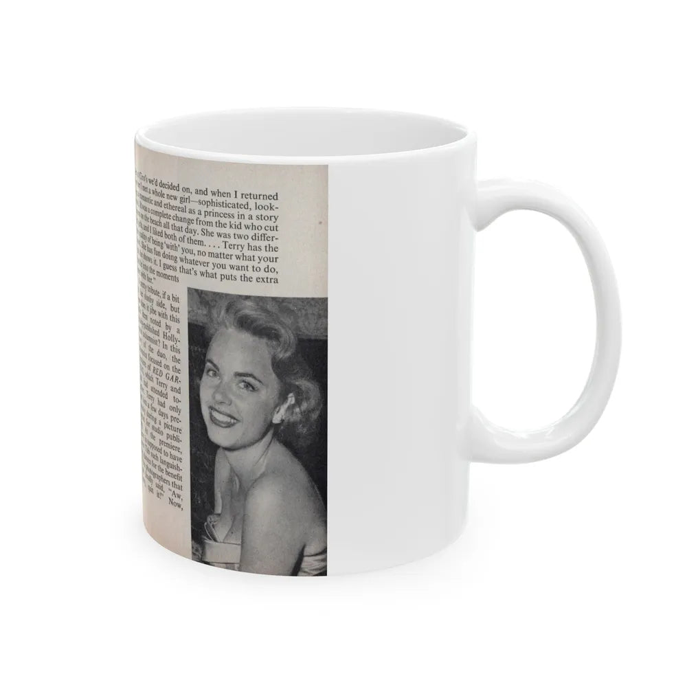 Terry Moore #448 - 66 PHOTOGRAPHS OF Terry MOORE U.K. Pocket Mag. Pages 26 & 27 (Vintage Female Icon) White Coffee Mug-Go Mug Yourself