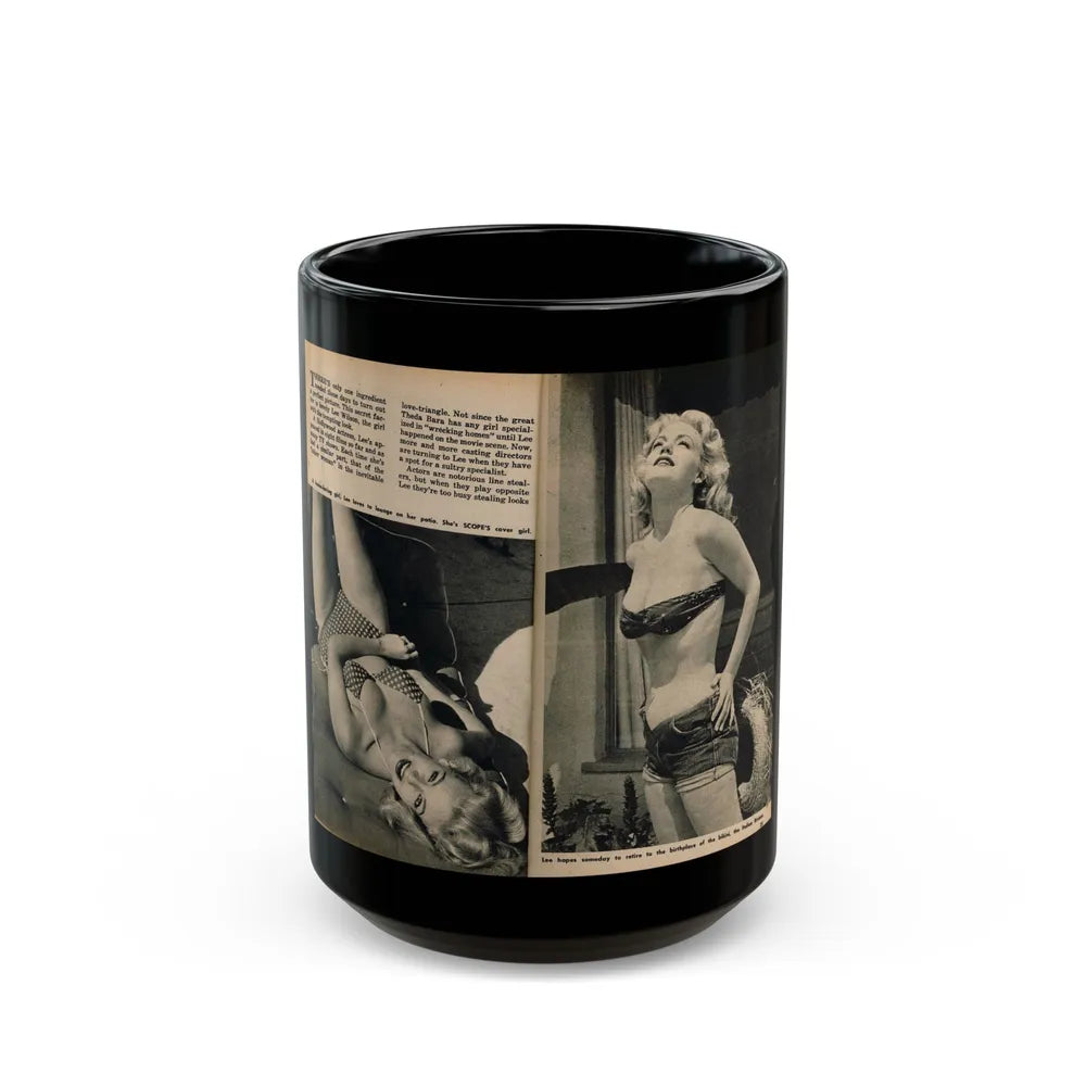 Lee Wilson #16 - Pages 2 & 3 of 4 Featuring, Lee+2 B&W Photos & Captions from PICTURE SCOPE Digest Mag. November '55 (Vintage Female Icon) Black Coffee Mug-15oz-Go Mug Yourself