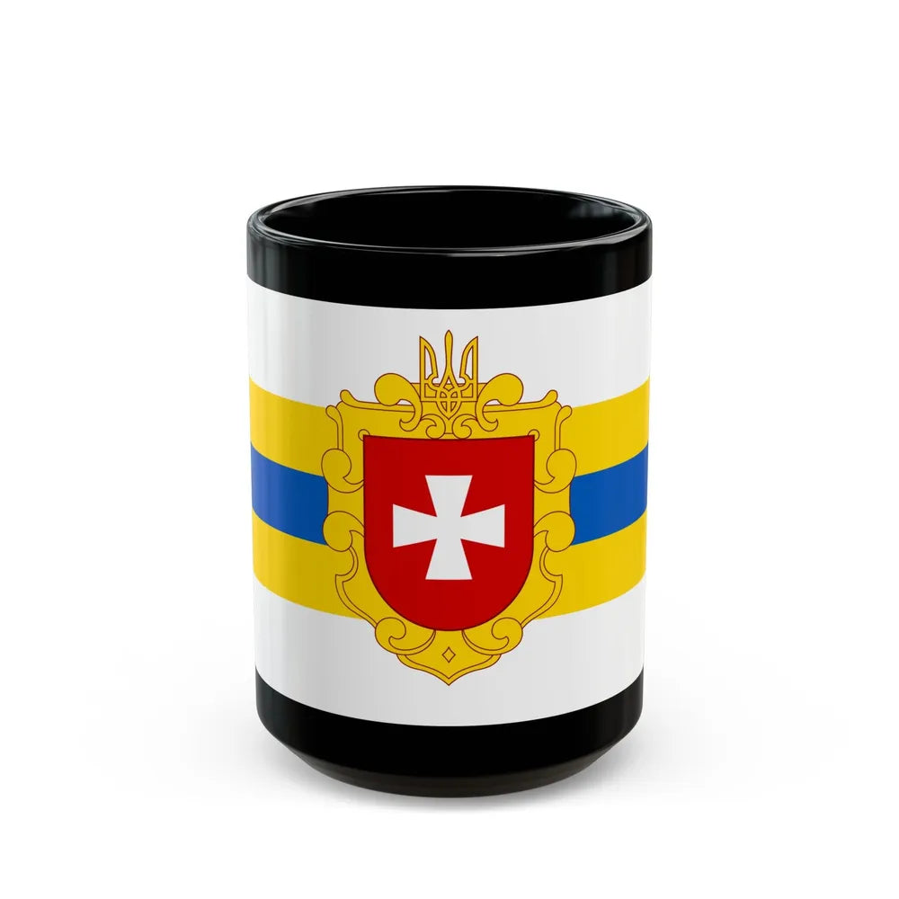 Flag of Rivne Oblast Ukraine - Black Coffee Mug-15oz-Go Mug Yourself