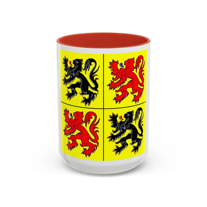 Flag of Hainaut Belgium - Accent Coffee Mug-15oz-Red-Go Mug Yourself