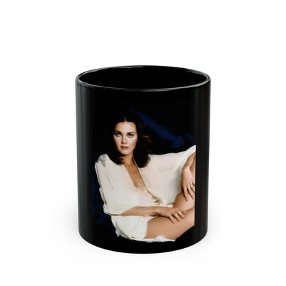 Lynda Carter #280 (Vintage Female Icon) Black Coffee Mug-11oz-Go Mug Yourself