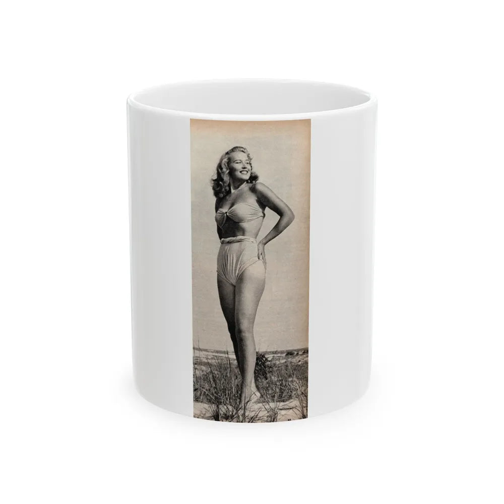 Penny Duncan #72 - [Pages 43] 1 large cropped B&W Pin-Up Photo from REAL FOR MEN Mag. Jan. '53 (Vintage Female Icon) White Coffee Mug-11oz-Go Mug Yourself