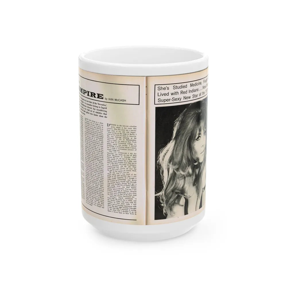 Ingrid Pitt #101 - Mag. Pages (Vintage Female Icon) White Coffee Mug-15oz-Go Mug Yourself