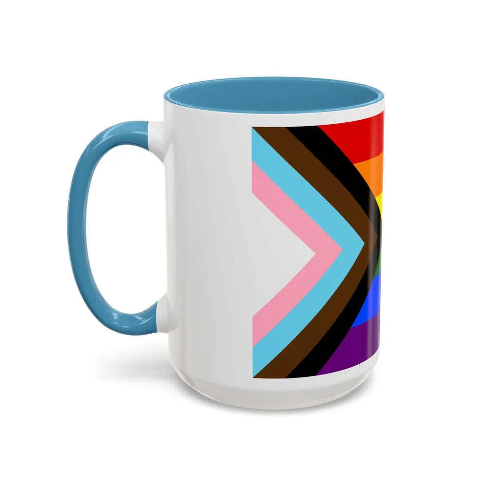 LGBTQ+ rainbow flag Quasar Progress Pride Flag - Accent Coffee Mug-Go Mug Yourself