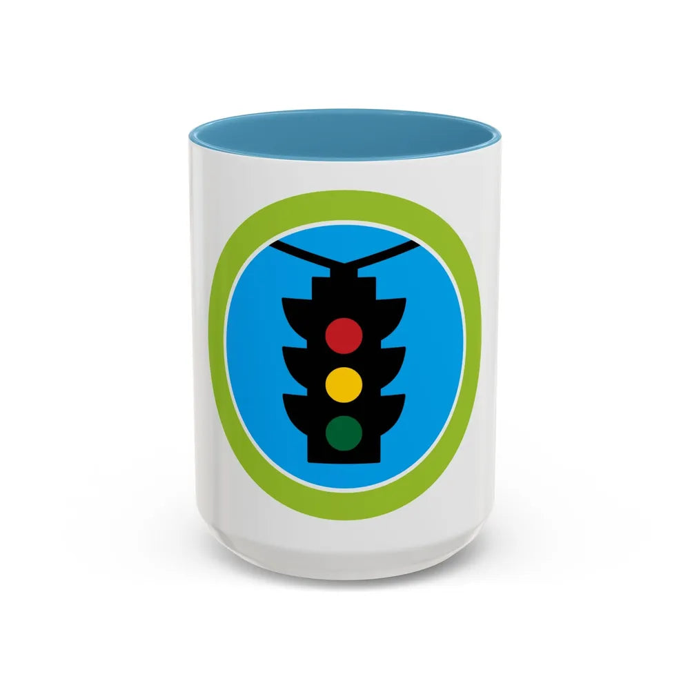 Traffic Safety (Boy Scout Merit Badge) Accent Coffee Mug-15oz-Light Blue-Go Mug Yourself