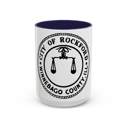 Seal of Rockford Illinois - Accent Coffee Mug-15oz-Navy-Go Mug Yourself