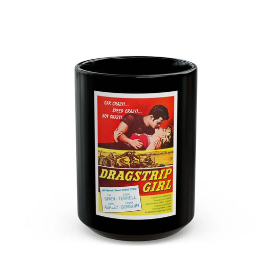 DRAGSTRIP GIRL 1957 Movie Poster - Black Coffee Mug-15oz-Go Mug Yourself