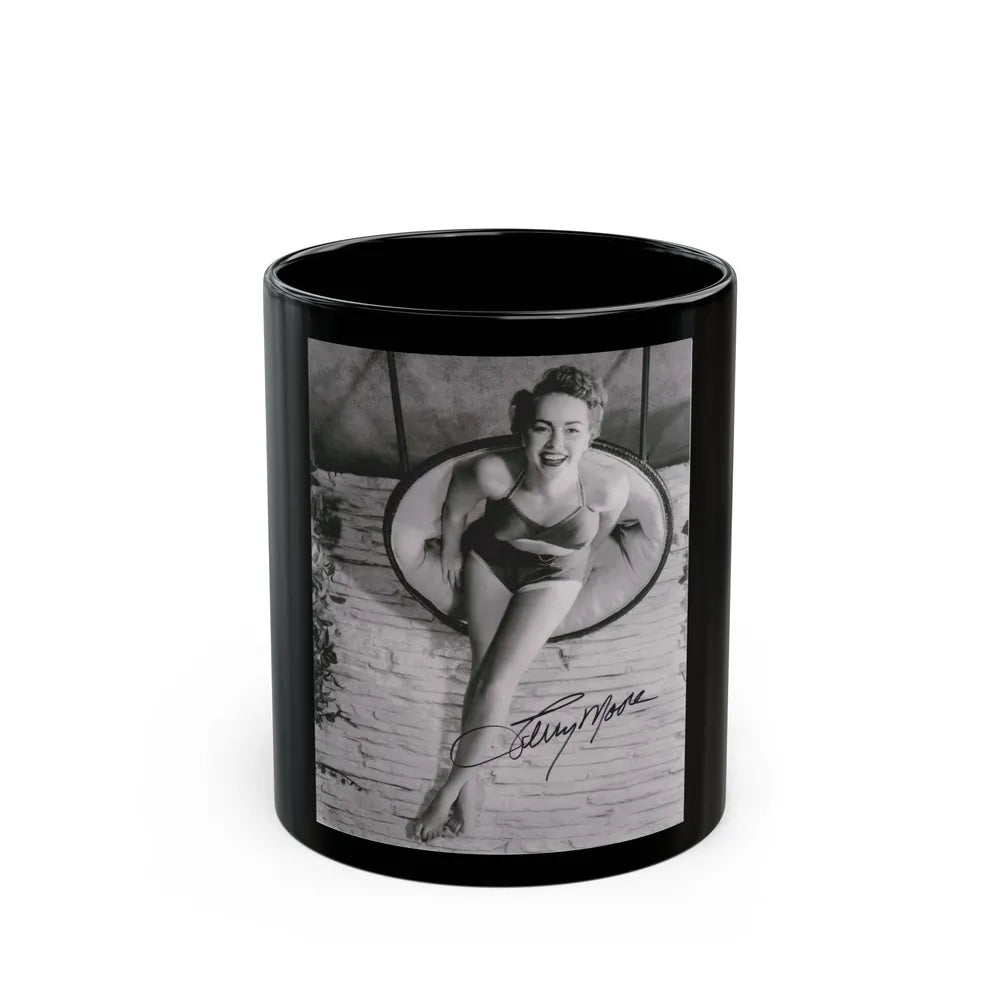 Terry Moore #732 - 8x10 1953 B&W Two Piece Full Body Swimsuit Barefoot Cheesecake Photo from 20th Century Fox Photo Shoot1 (Vintage Female Icon) Black Coffee Mug-11oz-Go Mug Yourself