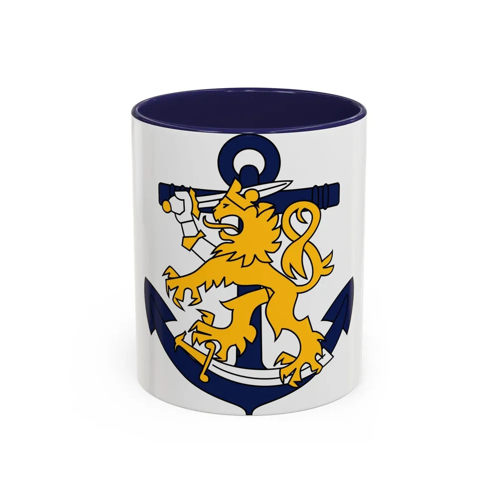 Coat of Arms of Finnish Navy - Accent Coffee Mug-11oz-Navy-Go Mug Yourself