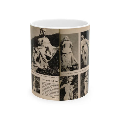 Jeanne Carmen #200 - Pages 24 & 25 Pages 3 & 4 of 8+6 B&W Photos, Captions & Short Article from Foto-rama Digest Mag. Sept. '58 (Vintage Female Icon) White Coffee Mug-11oz-Go Mug Yourself