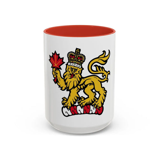 Canadian Crest - Accent Coffee Mug-15oz-Red-Go Mug Yourself