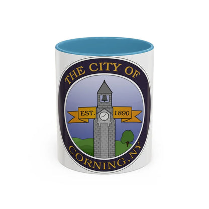 Seal of Corning NY - Accent Coffee Mug-11oz-Light Blue-Go Mug Yourself