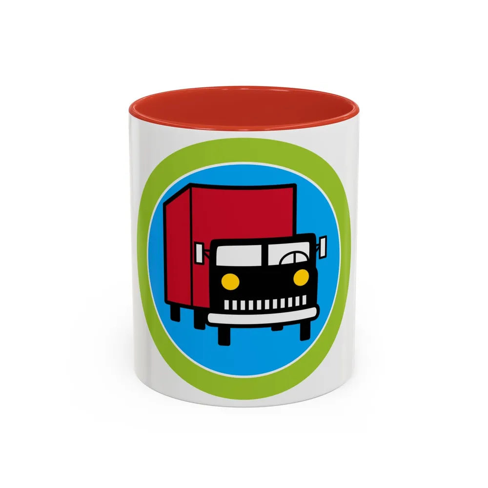 Truck Transportation (Boy Scout Merit Badge) Accent Coffee Mug-11oz-Red-Go Mug Yourself