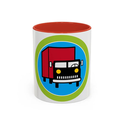 Truck Transportation (Boy Scout Merit Badge) Accent Coffee Mug-11oz-Red-Go Mug Yourself