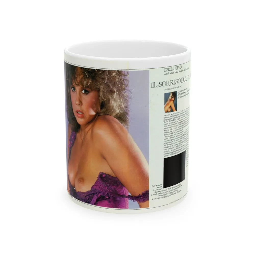 Linda Blair #227 - Partially Topless (Vintage Female Icon) White Coffee Mug-11oz-Go Mug Yourself