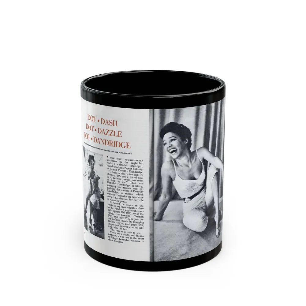 Dorothy Dandridge #97 - Pages 1 & 2 of 8 Featuring, Dorothy with, 2 B&W Photos & Article from Pageant Digest Mag. June '55 (Vintage Female Icon) Black Coffee Mug-11oz-Go Mug Yourself