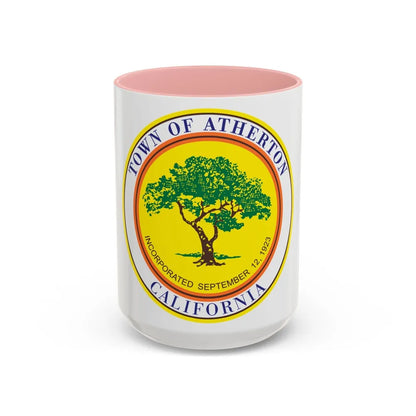 Seal of Atherton California - Accent Coffee Mug-15oz-Pink-Go Mug Yourself