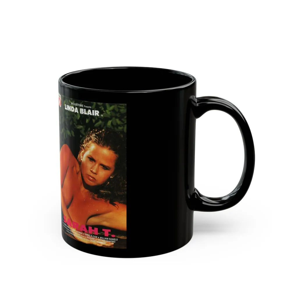 Linda Blair #336 (Vintage Female Icon) Black Coffee Mug-Go Mug Yourself