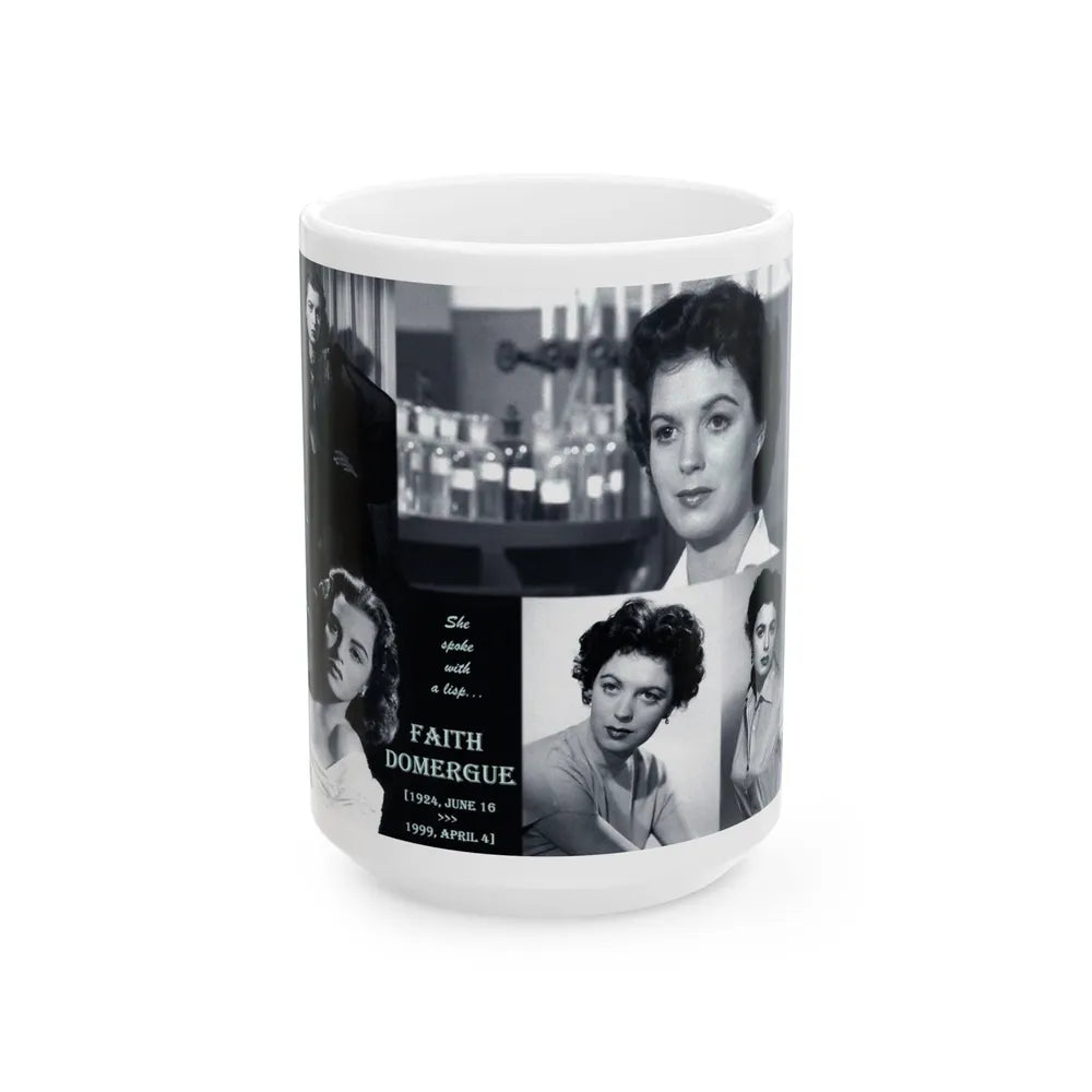 Faith Domergue #82 - Wallpaper (Vintage Female Icon) White Coffee Mug-15oz-Go Mug Yourself