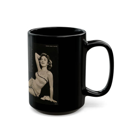 Terry Moore #588 - 10.5x14 Modern Screen '54 Magazine 2 Pages 1 Centerfold B&W Pin-Up plus 2 small ones (Vintage Female Icon) Black Coffee Mug-Go Mug Yourself