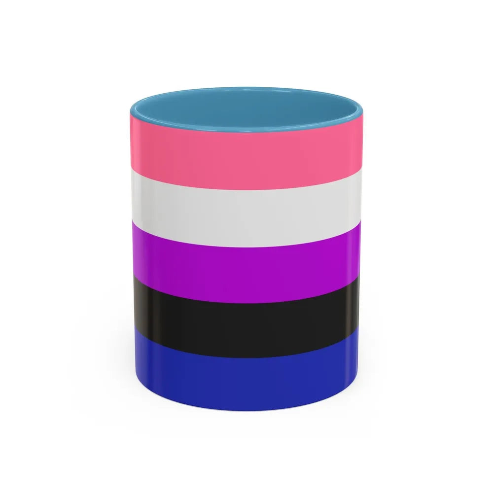 Genderfluidity Pride Flag - Accent Coffee Mug-11oz-Light Blue-Go Mug Yourself