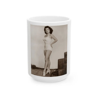 Debra Paget #264 - 8x10 Full Body 1-Piece White Swimsuit Cheesecake Photo Re-Strike from Mid 50's 3 (Vintage Female Icon) White Coffee Mug-15oz-Go Mug Yourself