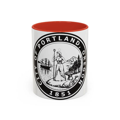 Seal of Portland Oregon - Accent Coffee Mug-11oz-Red-Go Mug Yourself