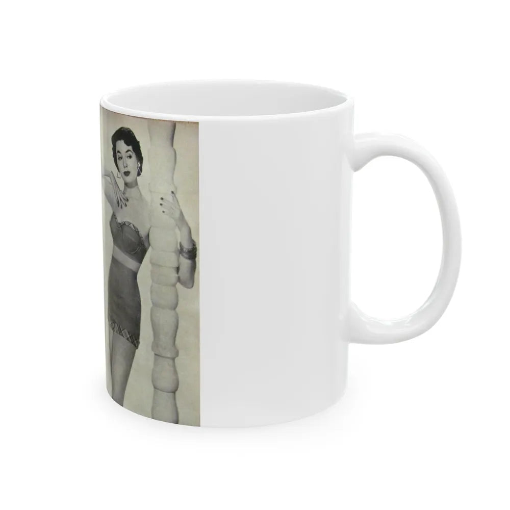 Barbara Rush #05 - 2 B&W Photos & Short Article from Modern Screen Mag. July '55 (Vintage Female Icon) White Coffee Mug-Go Mug Yourself