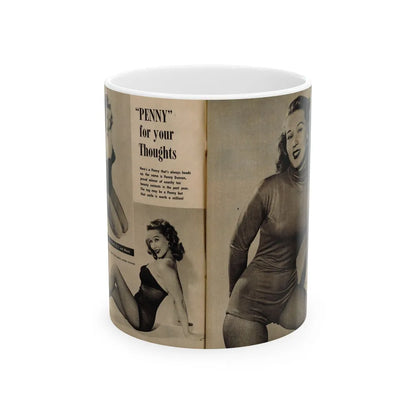 Penny Duncan #45 - [Pages 4 & 5] Pages 1 & 2 of 2 with, Penny+2 B&W Photos, Captions & Short Snippet from GALA Mag. Sept. '52 (Vintage Female Icon) White Coffee Mug-11oz-Go Mug Yourself