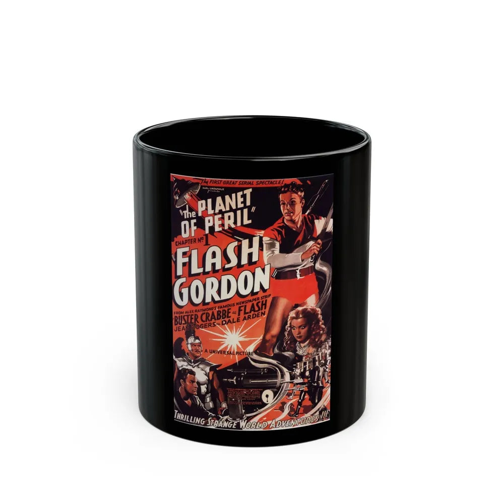 FLASH GORDON - THE PLANET OF PERIL 1936 Movie Poster - Black Coffee Mug-11oz-Go Mug Yourself