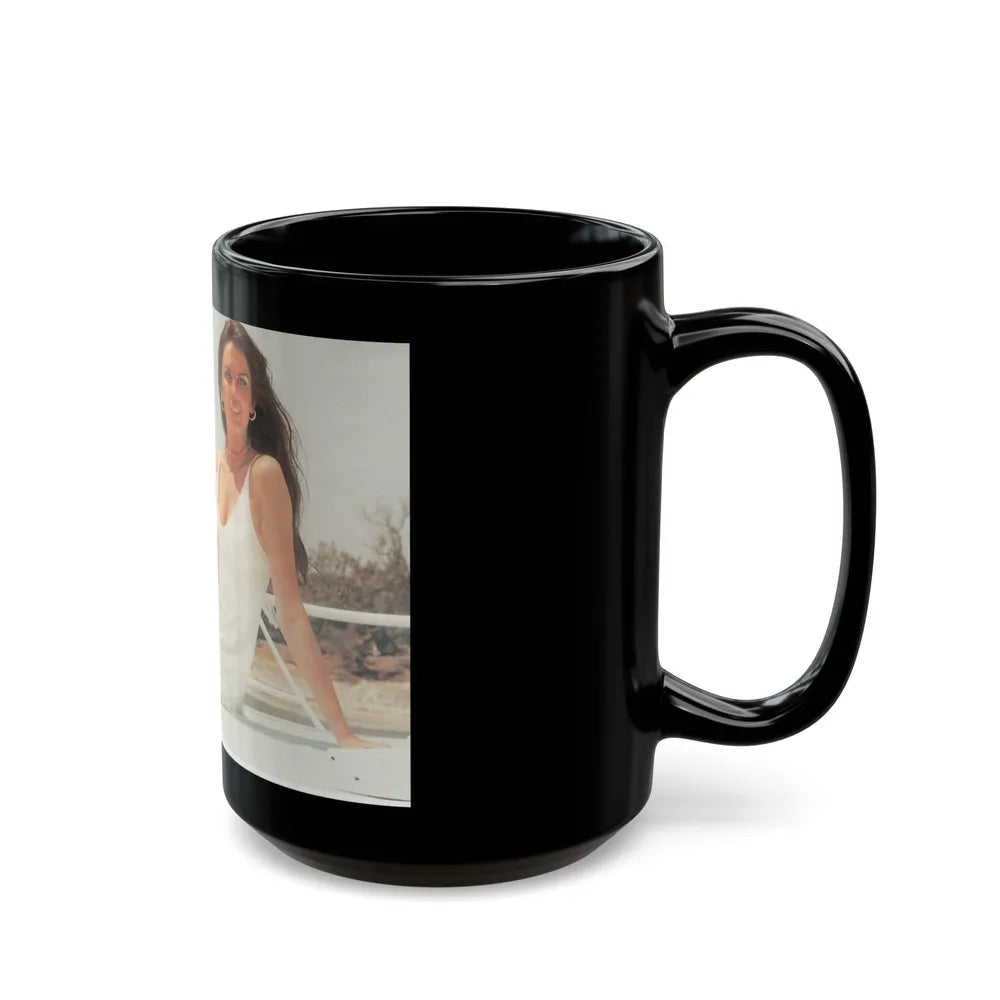 Caroline Munro #11 (Vintage Female Icon) Black Coffee Mug-Go Mug Yourself