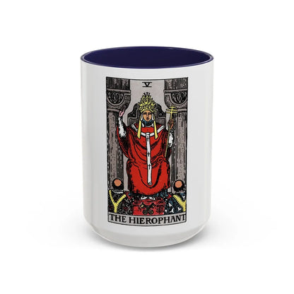 The Hierophant (Tarot Card) Accent Coffee Mug-15oz-Navy-Go Mug Yourself