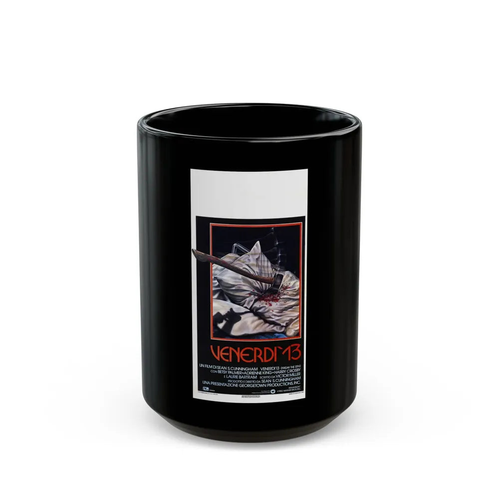 FRIDAY THE 13TH (ITALIAN) 1980 Movie Poster - Black Coffee Mug-15oz-Go Mug Yourself