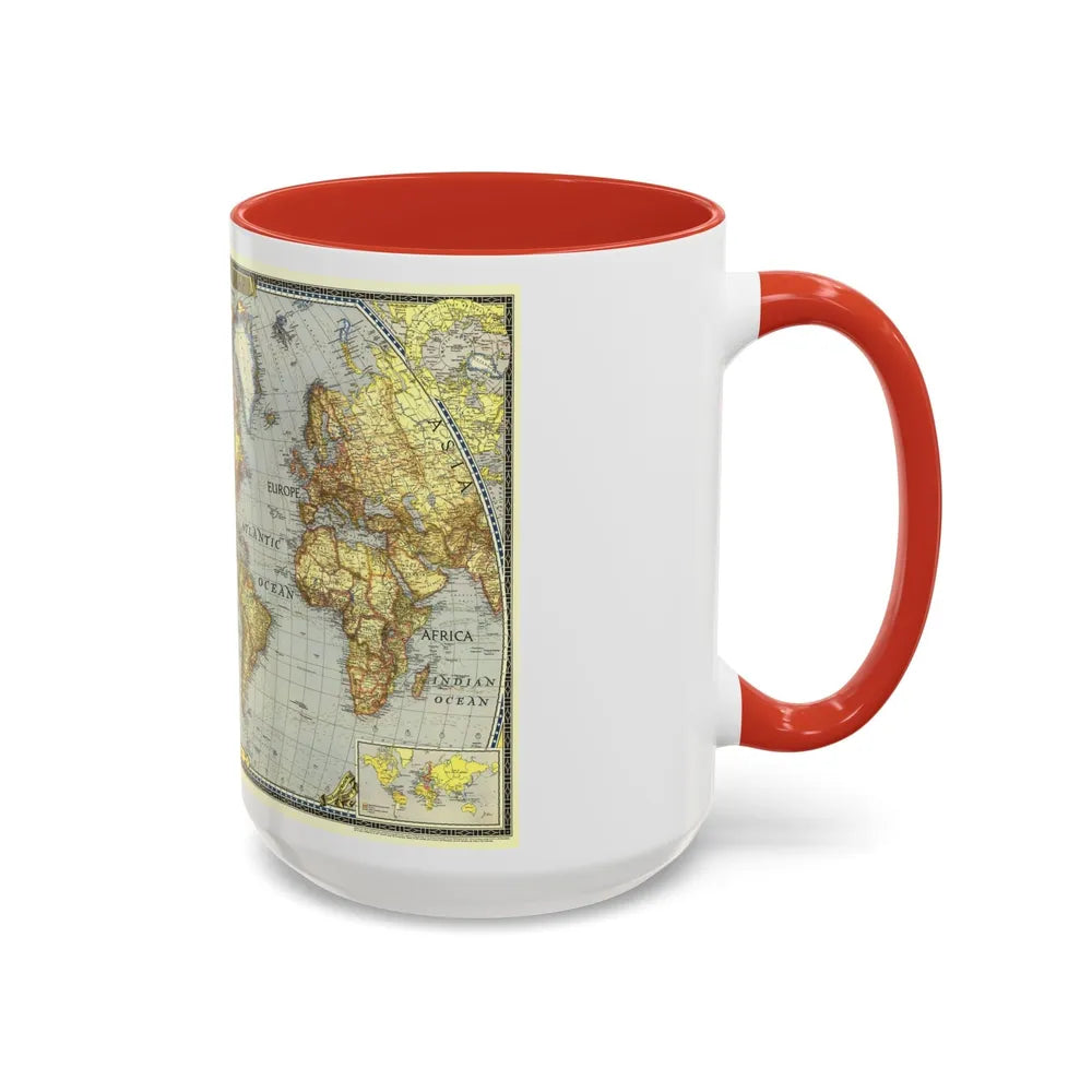 World Map (1943) (Map) Accent Coffee Mug-Go Mug Yourself