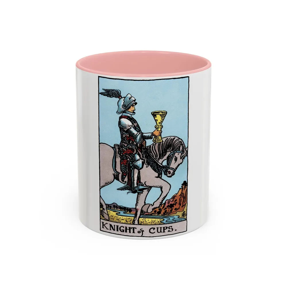 The Knight of Cups (Tarot Card) Accent Coffee Mug-11oz-Pink-Go Mug Yourself