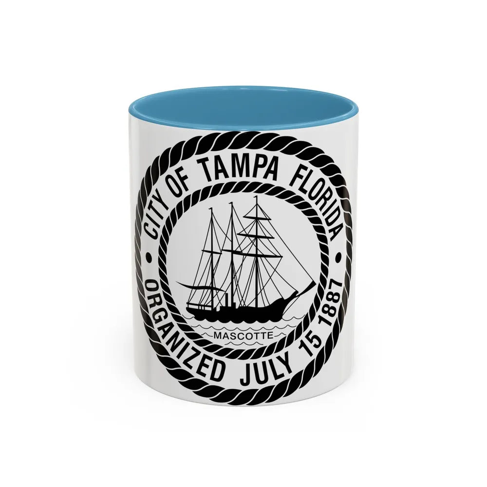 Seal of Tampa Florida - Accent Coffee Mug-11oz-Light Blue-Go Mug Yourself