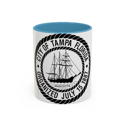 Seal of Tampa Florida - Accent Coffee Mug-11oz-Light Blue-Go Mug Yourself