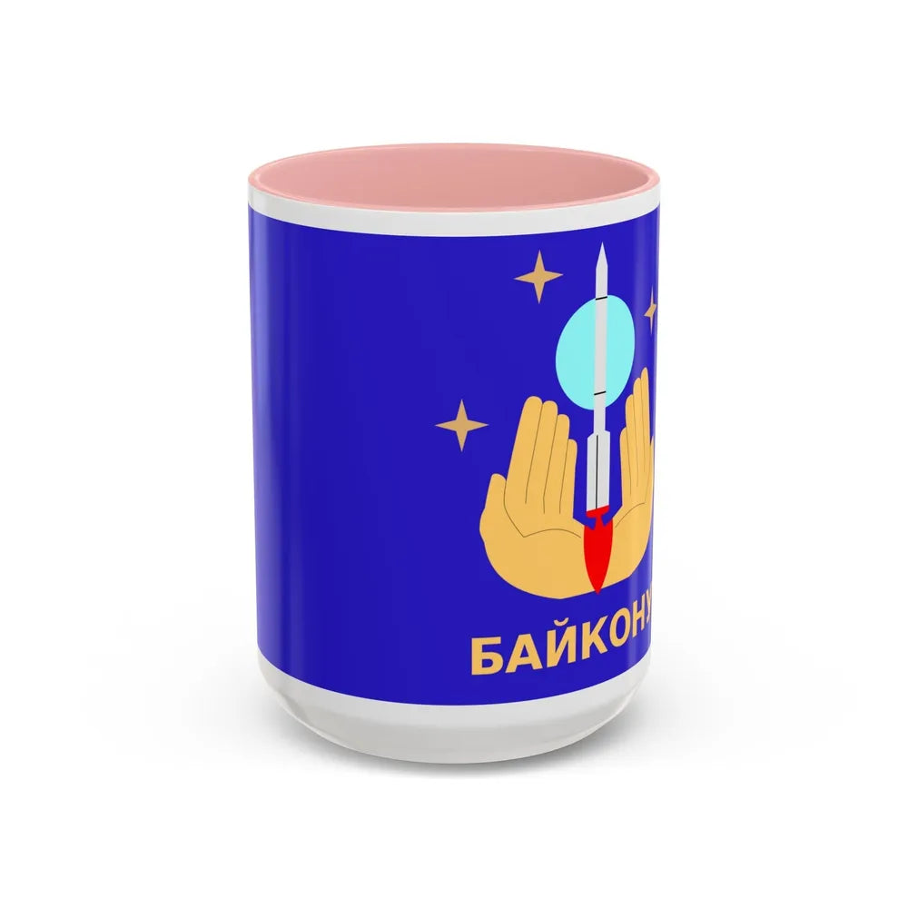 Flag of Baikonur Kazakhstan - Accent Coffee Mug-15oz-Pink-Go Mug Yourself