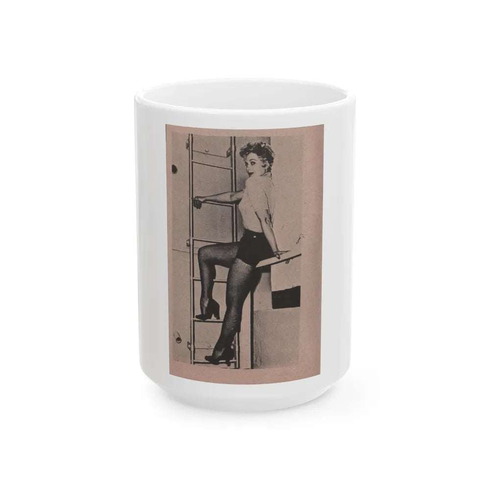 Kim Novak #250 - Bold Mag. Jan. '56 - 1 B&W Photo (Vintage Female Icon) White Coffee Mug-15oz-Go Mug Yourself