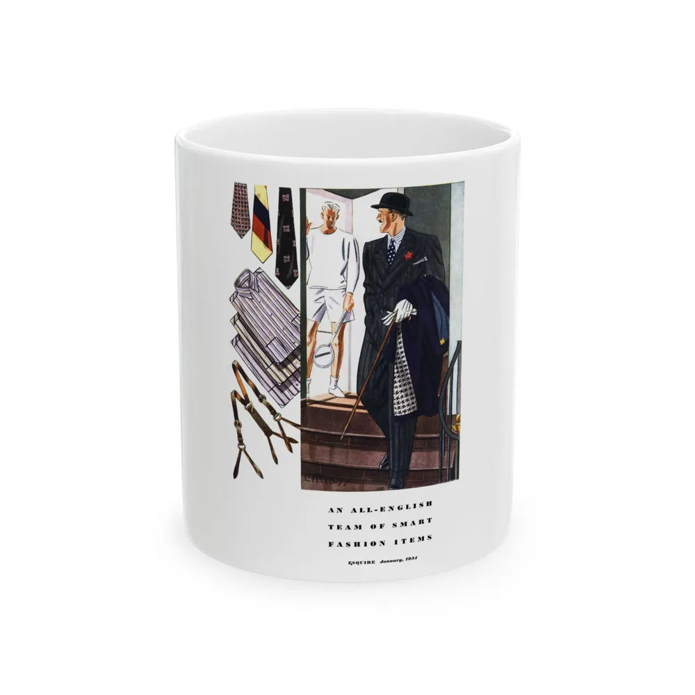 Esquire Fashion Illustration, January 1934 (8) - White Coffee Mug-11oz-Go Mug Yourself