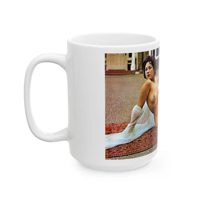 June Palmer #45 - Topless (Vintage Female Icon) White Coffee Mug-Go Mug Yourself