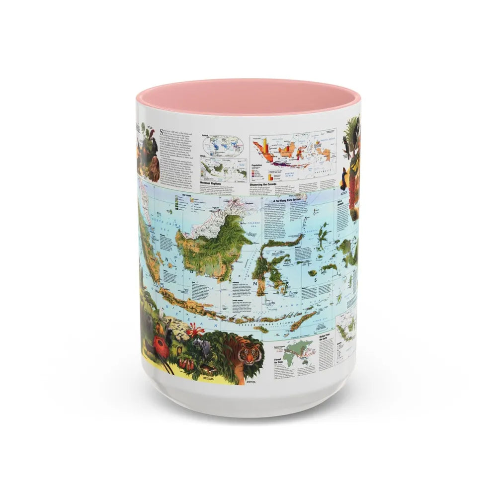 Indonesia 2 (1996) (Map) Accent Coffee Mug-15oz-Pink-Go Mug Yourself