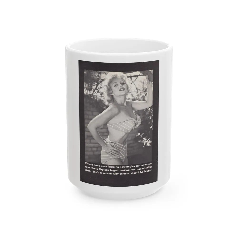 Greta Thyssen #160 - 1 Full Page B&W Photo on Page 38 from BOLD Pocket Mag. Feb. '59 (Vintage Female Icon) White Coffee Mug-15oz-Go Mug Yourself