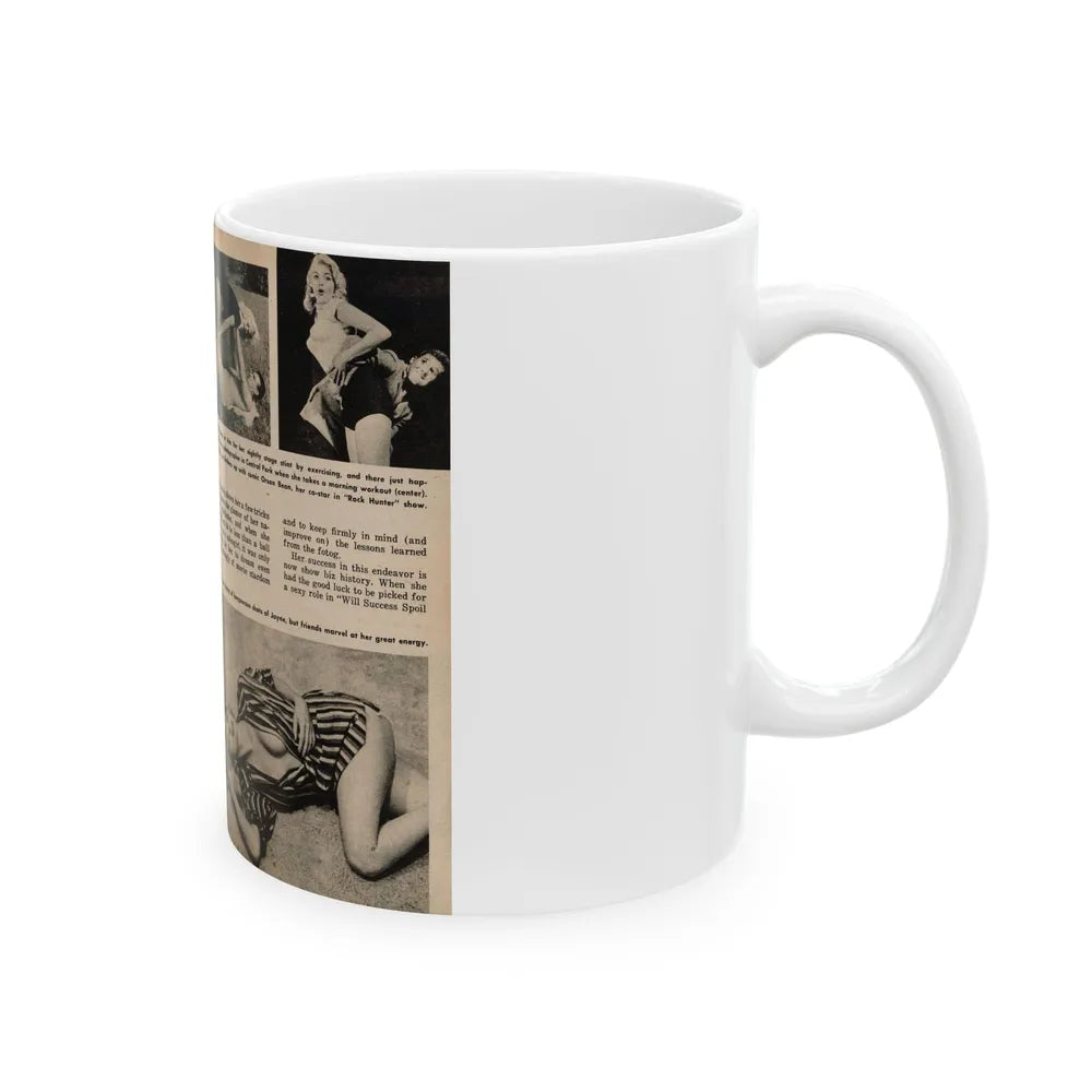 Jayne Mansfield #193 - 2 Pages, 5 B&W Photos, Captions & Article from PICTURE SCOPE January '57 (Vintage Female Icon) White Coffee Mug-Go Mug Yourself