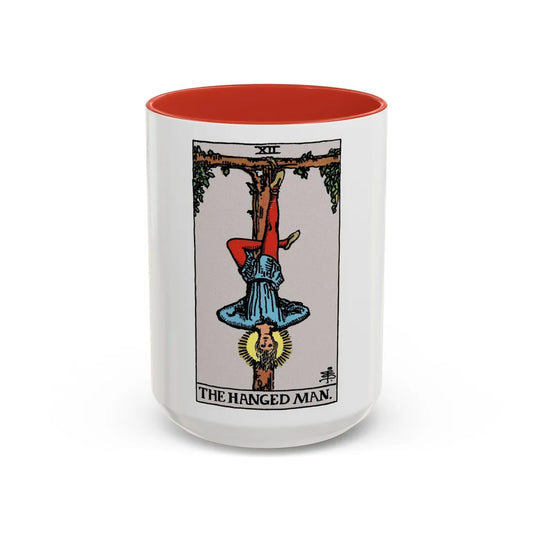 The Hanged Man (Tarot Card) Accent Coffee Mug-15oz-Red-Go Mug Yourself