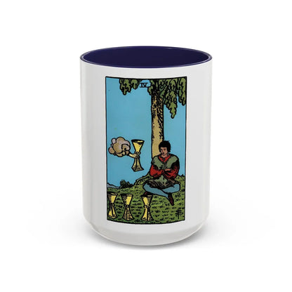 The 4 of Cups (Tarot Card) Accent Coffee Mug-15oz-Navy-Go Mug Yourself