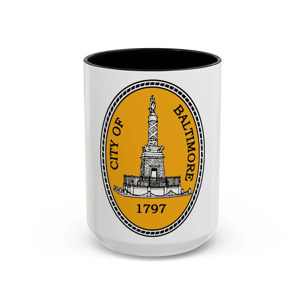 Seal of Baltimore Maryland - Accent Coffee Mug-15oz-Black-Go Mug Yourself