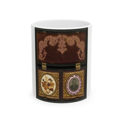 Ulysses S. Grant Of General Staff Regular Army Infantry Regiment; Dried Flowers In Frame On Left (U.S. Civil War) White Coffee Mug-11oz-Go Mug Yourself