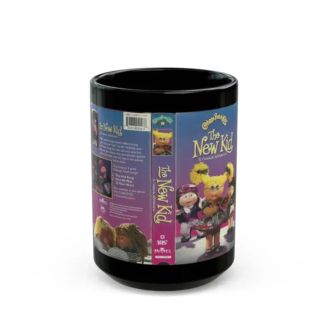 CABAGE PATCH KIDS THE NEW KID A MUSICAL ADVENTURE (VHS COVER) - Black Coffee Mug 15oz - Go Mug Yourself