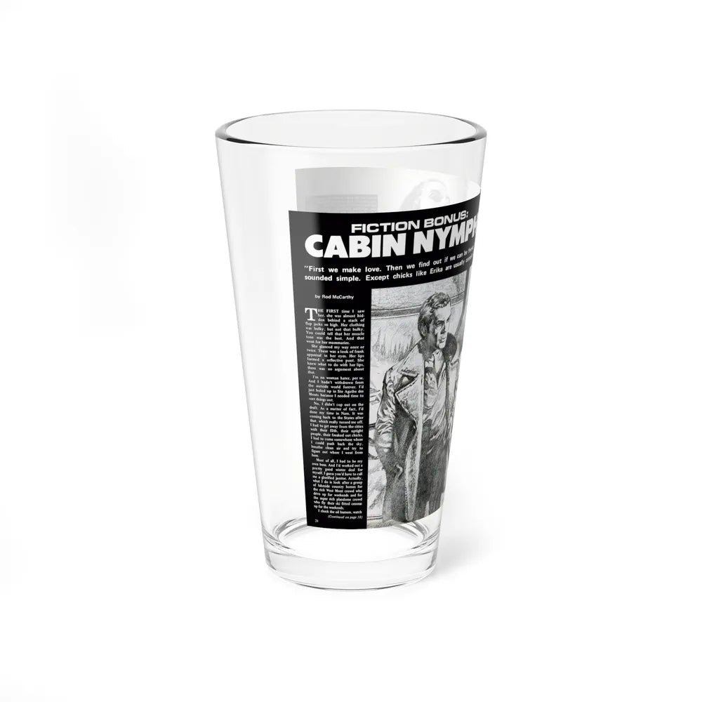 Cabin Nymph, Bluebook for Men, March 1972 (Magazine Illustration) Pint Glass 16oz-Go Mug Yourself